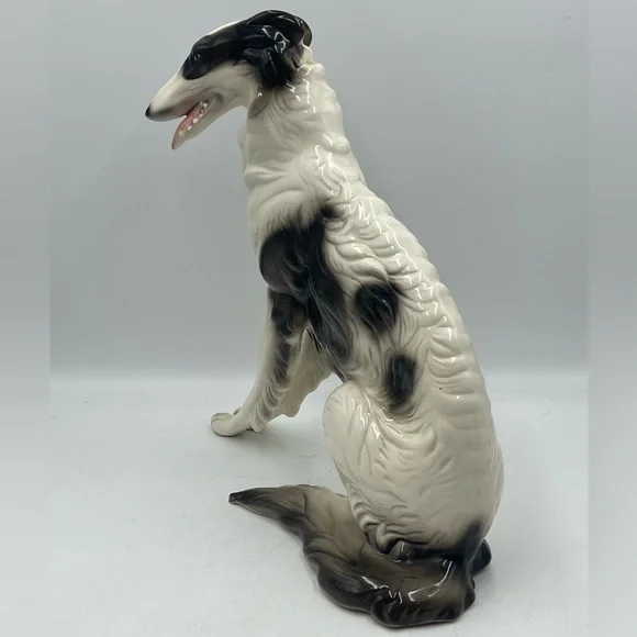 Cuernavaca Mexico Hand Painted Ceramic Borzoi Russian Wolfhound Dog Sculpture
